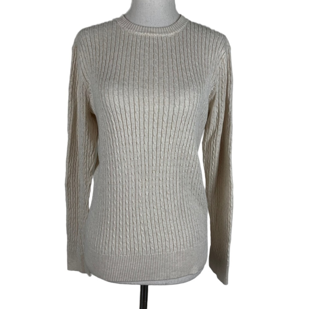 Jeanne Pierre Cream Crew Neck Sweater